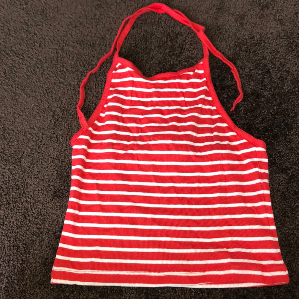 Red and white stripped top